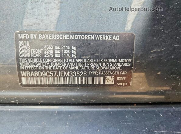 WBA8D9C57JEM33528 2018 BMW OTHER Gray Vista del compartimento del motor