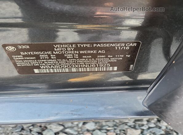 WBA8D9G3XHNU61925 2017 BMW 3 SERIES Black Engine compartment view