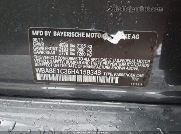 WBA8E1C36HA159348 2017 BMW 3 SERIES Gray Widok komory silnika