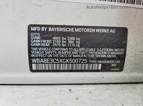 WBA8E3C5XGK500725 2016 BMW OTHER White 