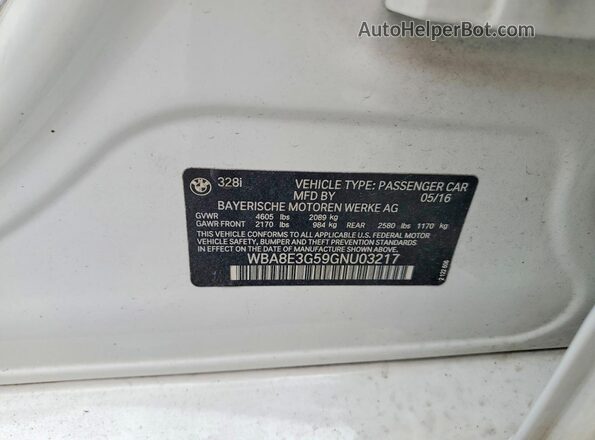 WBA8E3G59GNU03217 2016 BMW OTHER White 