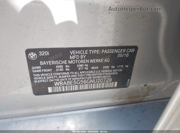 WBA8E5G56GNU20729 2016 BMW 7 SERIES Silver Vista del compartimento del motor