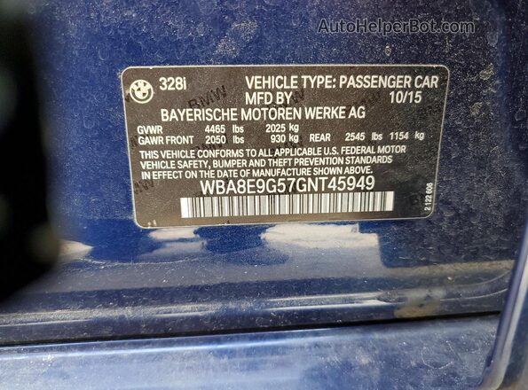 WBA8E9G57GNT45949 2016 BMW OTHER Синий 