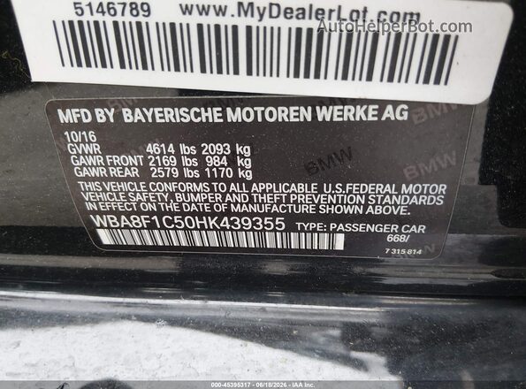 WBA8F1C50HK439355 2017 BMW OTHER Black 