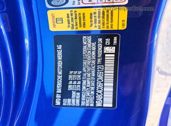 WBABC4C06PCM69120 2023 BMW M8 Blue Widok komory silnika