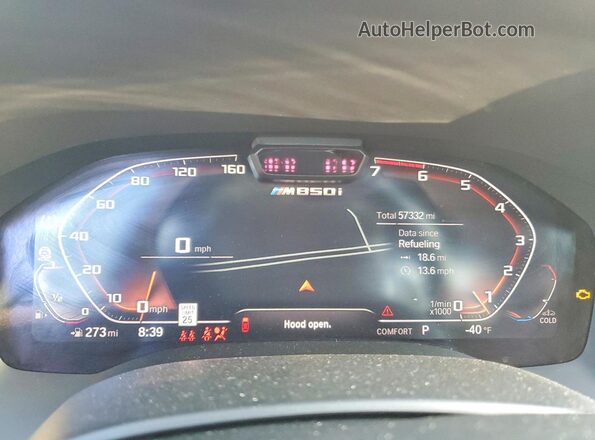 WBABC4C58KBU95843 2019 BMW M8 Blue Instrument cluster view