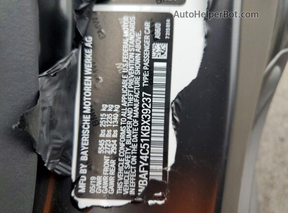 WBAFY4C51KBX39237 2019 BMW M8 Gray Շարժիչի բաժամունքի տեսք