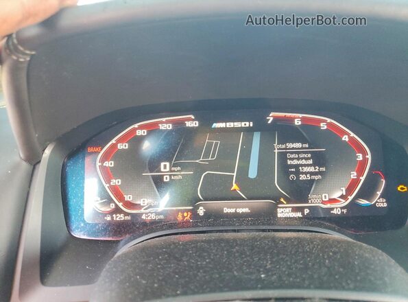 WBAGV8C01NCJ74706 2022 BMW M8 White Instrument cluster view
