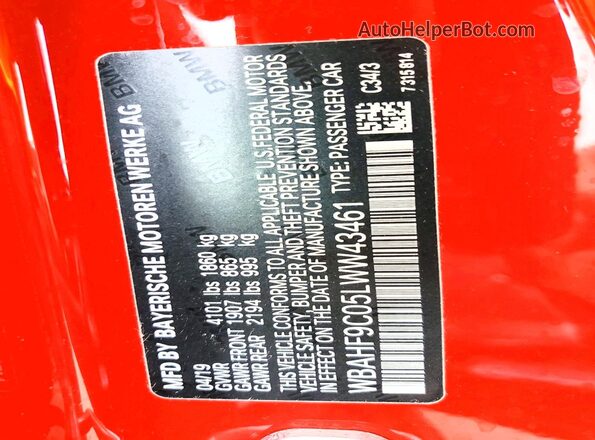 WBAHF9C05LWW43461 2020 BMW Z4 Red 
