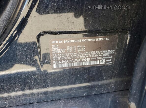 WBAJA5C50JWA36940 2018 BMW 5 SERIES Black Շարժիչի բաժամունքի տեսք