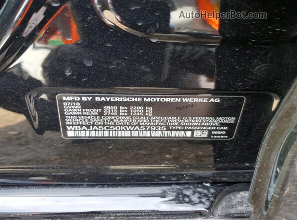 WBAJA5C50KWA57935 2019 BMW 5 SERIES Black Շարժիչի բաժամունքի տեսք