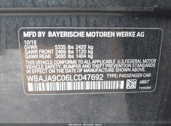 WBAJA9C06LCD47692 2020 BMW 5 SERIES Черный Вид подкапотного пространства