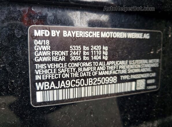 WBAJA9C50JB250998 2018 BMW 5 SERIES Black Շարժիչի բաժամունքի տեսք