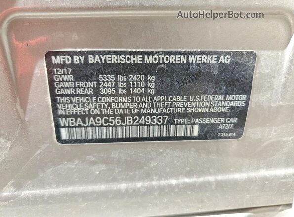 WBAJA9C56JB249337 2018 BMW 5 SERIES Tan Engine compartment view