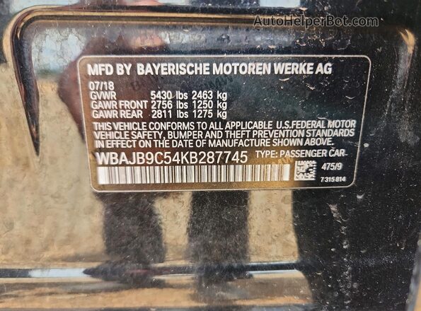 WBAJB9C54KB287745 2019 BMW M5 Black Շարժիչի բաժամունքի տեսք