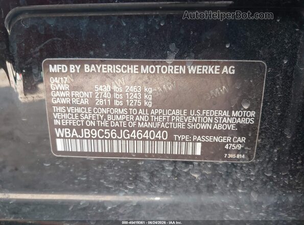 WBAJB9C56JG464040 2018 BMW 5 SERIES Черный Вид подкапотного пространства