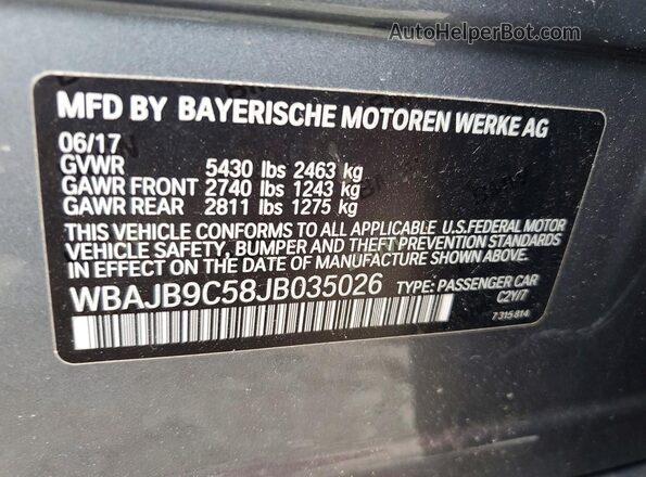 WBAJB9C58JB035026 2018 BMW M5 Серый Вид подкапотного пространства