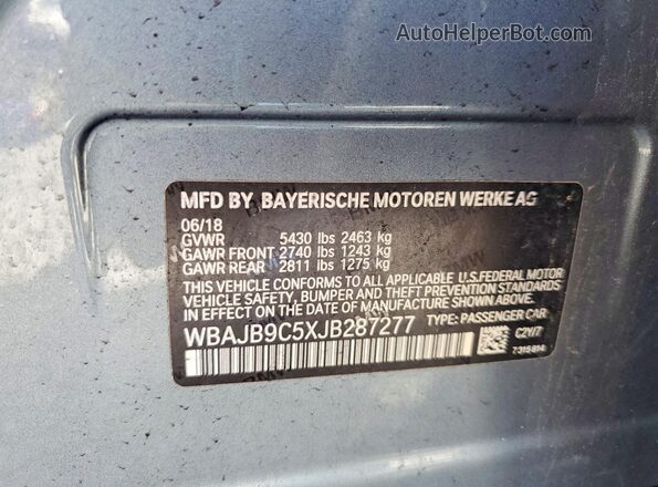 WBAJB9C5XJB287277 2018 BMW 5 SERIES Silver Вид підкапотного простору