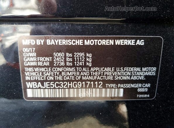 WBAJE5C32HG917112 2017 BMW 5 SERIES Black Vista del compartimento del motor