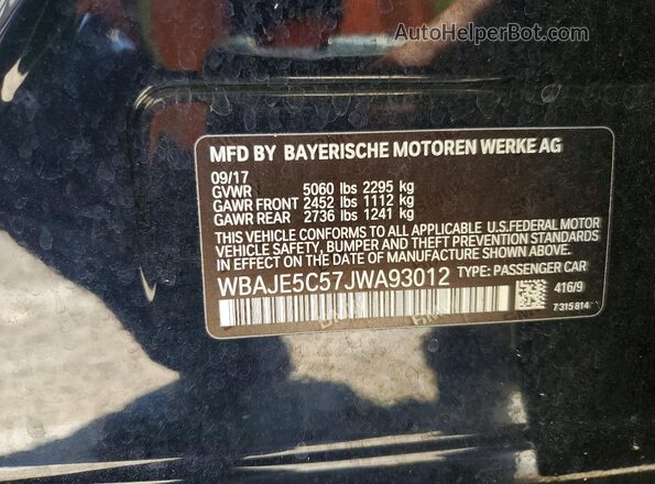 WBAJE5C57JWA93012 2018 BMW 5 SERIES Charcoal Widok komory silnika