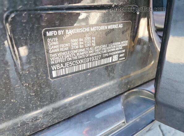 WBAJE5C5XKG919327 2019 BMW 5 SERIES Charcoal 