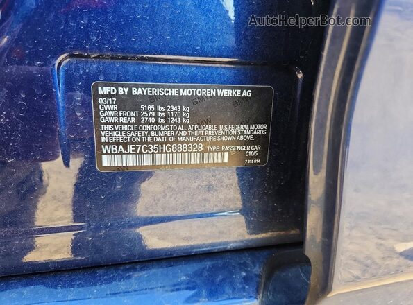 WBAJE7C35HG888328 2017 BMW 5 SERIES Blue 