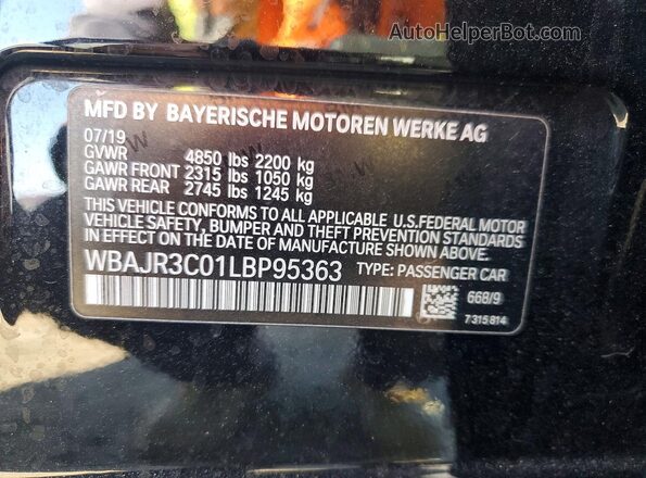 WBAJR3C01LBP95363 2020 BMW 5 SERIES Black ძრავის განყოფილების ხედი