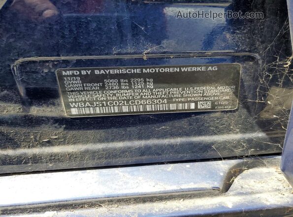 WBAJS1C02LCD66304 2020 BMW 5 SERIES Blue 