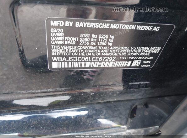 WBAJS3C06LCE67292 2020 BMW 5 SERIES Black Շարժիչի բաժամունքի տեսք