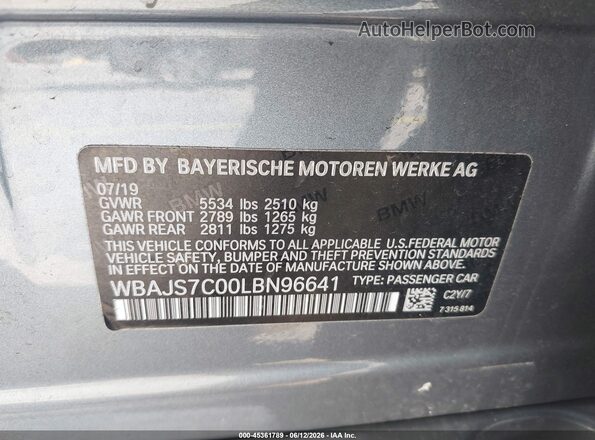 WBAJS7C00LBN96641 2020 BMW 5 SERIES Gray Widok komory silnika