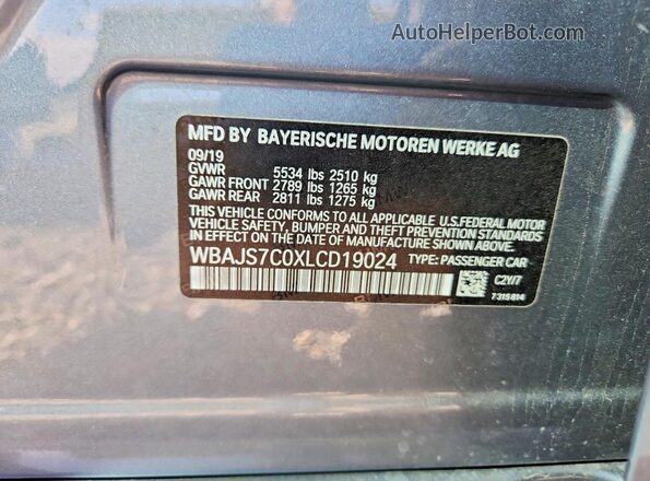 WBAJS7C0XLCD19024 2020 BMW M5 Gray Widok naklejki z numerem VIN