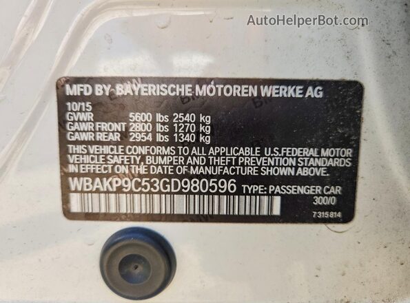 WBAKP9C53GD980596 2016 BMW 5 SERIES White Շարժիչի բաժամունքի տեսք