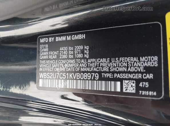 WBS2U7C51KVB08979 2019 BMW M2 Black Widok komory silnika
