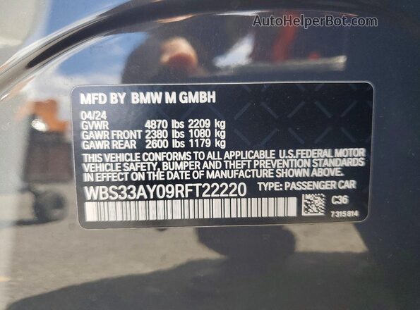 WBS33AY09RFT22220 2024 BMW M3 Gray 