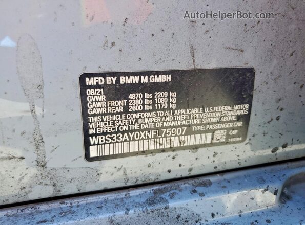 WBS33AY0XNFL75907 2022 BMW M3 Gray ძრავის განყოფილების ხედი