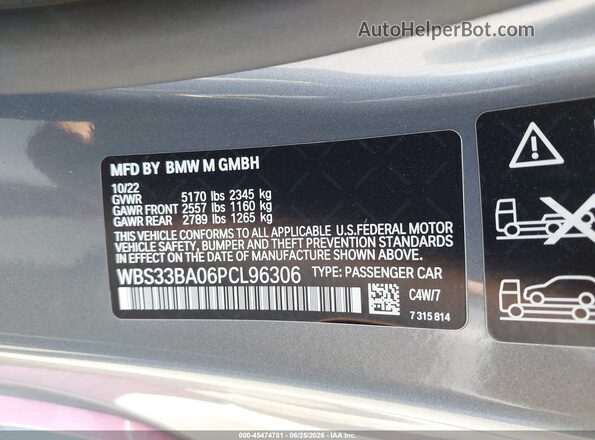 WBS33BA06PCL96306 2023 BMW M4 Pink Вид підкапотного простору
