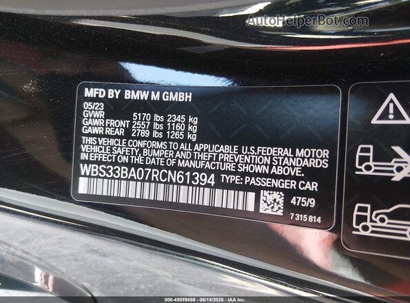 WBS33BA07RCN61394 2024 BMW M4 Black Շարժիչի բաժամունքի տեսք