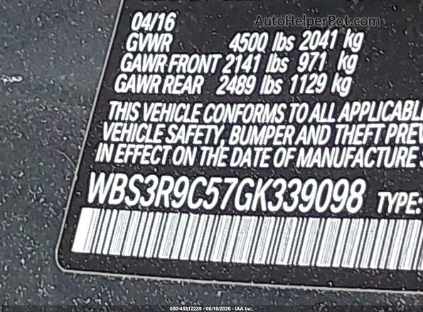 WBS3R9C57GK339098 2016 BMW M4 Gray ძრავის განყოფილების ხედი