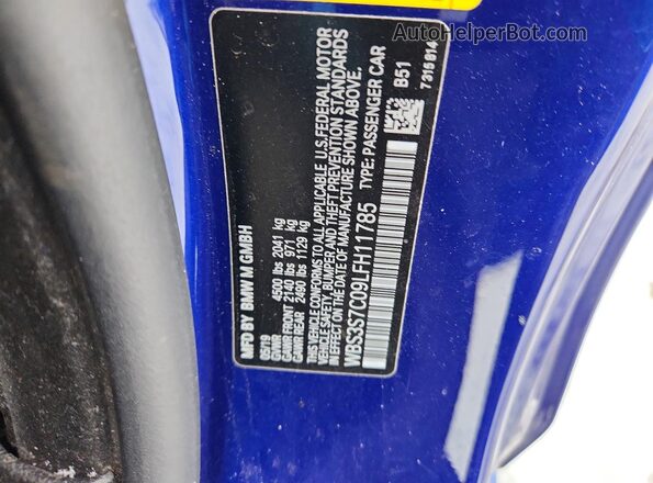 WBS3S7C09LFH11785 2020 BMW M4 Blue Շարժիչի բաժամունքի տեսք