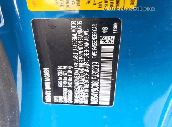 WBS4Y9C08LFJ30239 2020 BMW M4 Teal Vista del compartimento del motor
