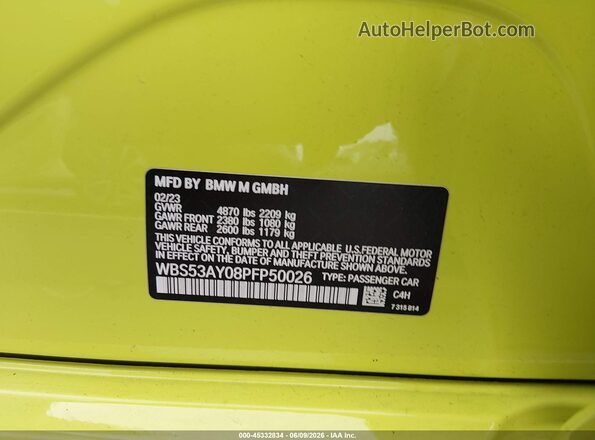 WBS53AY08PFP50026 2023 BMW M3 Green Widok komory silnika