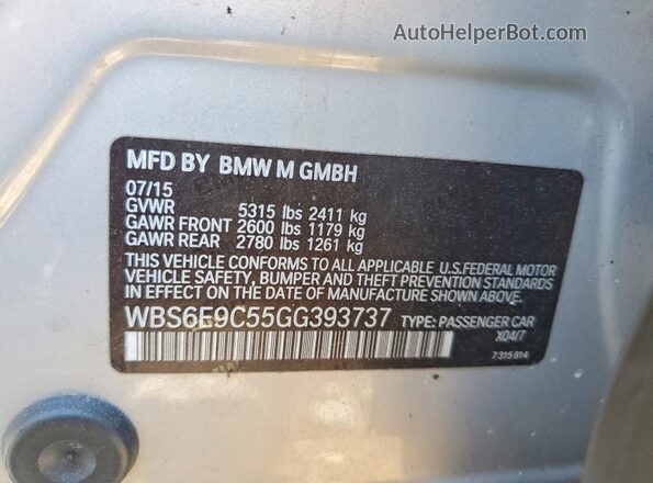 WBS6E9C55GG393737 2016 BMW M6 Silver Widok komory silnika