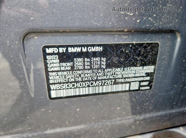 WBS83CH0XPCM97267 2023 BMW M5 Gray Вид наклейки з VIN-кодом