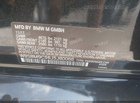 WBS8M9C56J5J80066 2018 BMW M3 Черный Вид подкапотного пространства