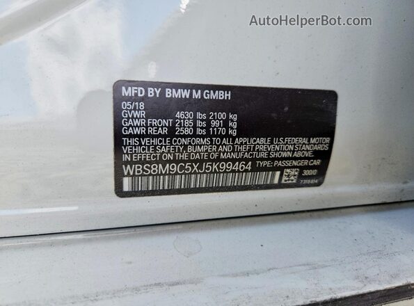 WBS8M9C5XJ5K99464 2018 BMW M3 White Շարժիչի բաժամունքի տեսք