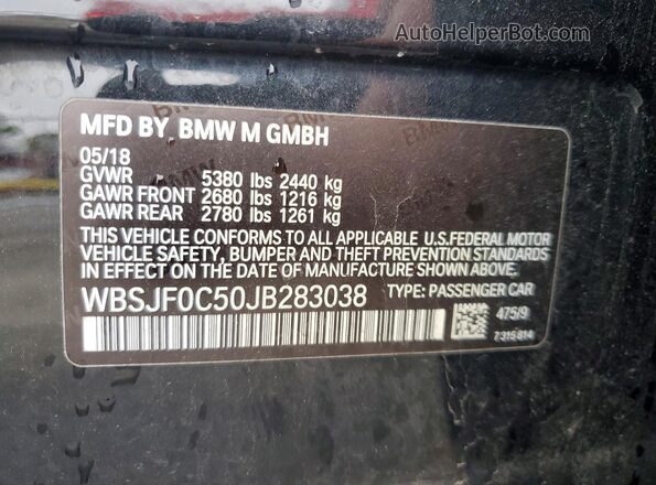 WBSJF0C50JB283038 2018 BMW M5 Black 