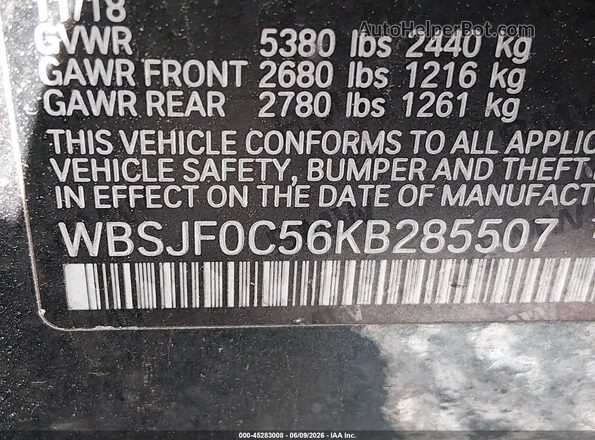 WBSJF0C56KB285507 2019 BMW M5 Gray Engine compartment view