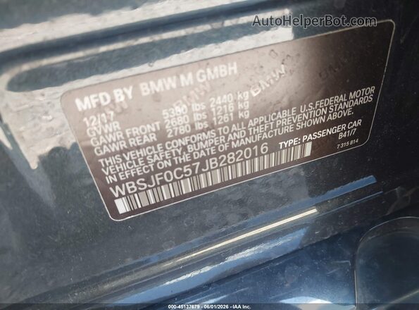 WBSJF0C57JB282016 2018 BMW M5 Gray ძრავის განყოფილების ხედი