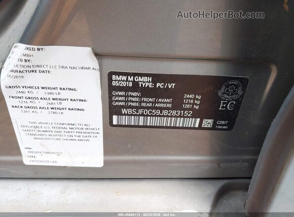 WBSJF0C59JB283152 2018 BMW M5 Blue Engine compartment view