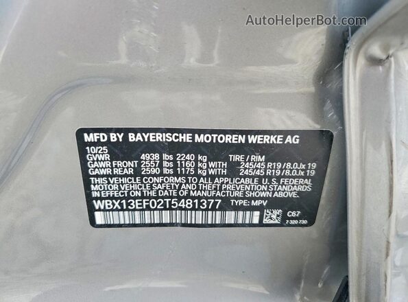 WBX13EF02T5481377 2026 BMW X1 Silver 